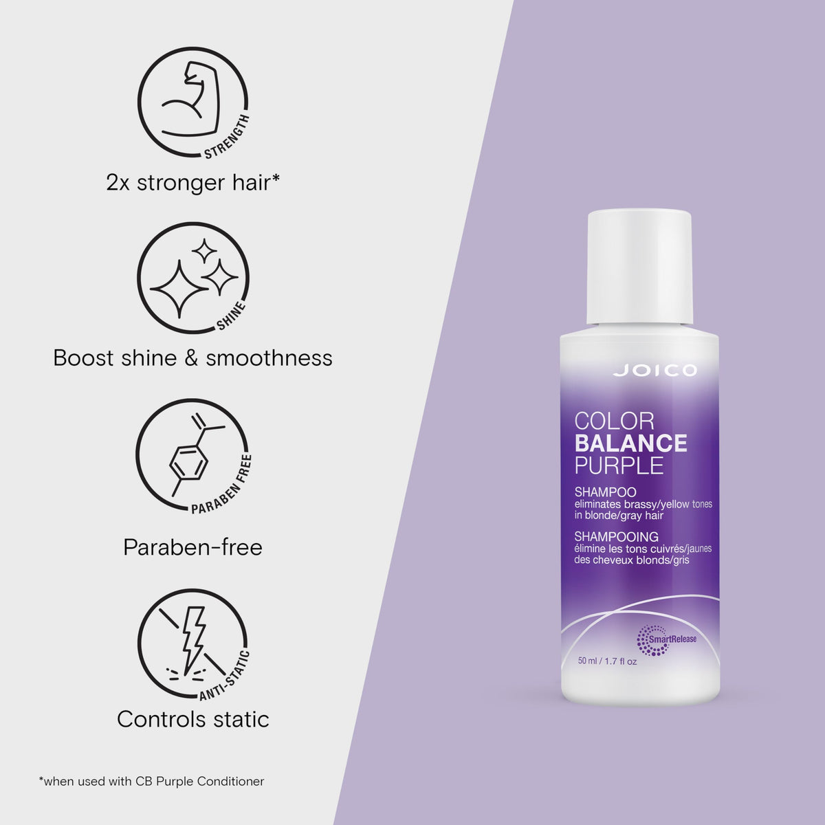 Joico shampoo applied to hair in hand demonstrating effective coverage