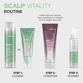 Joico hair after wash showing smooth, shiny results and calm scalp