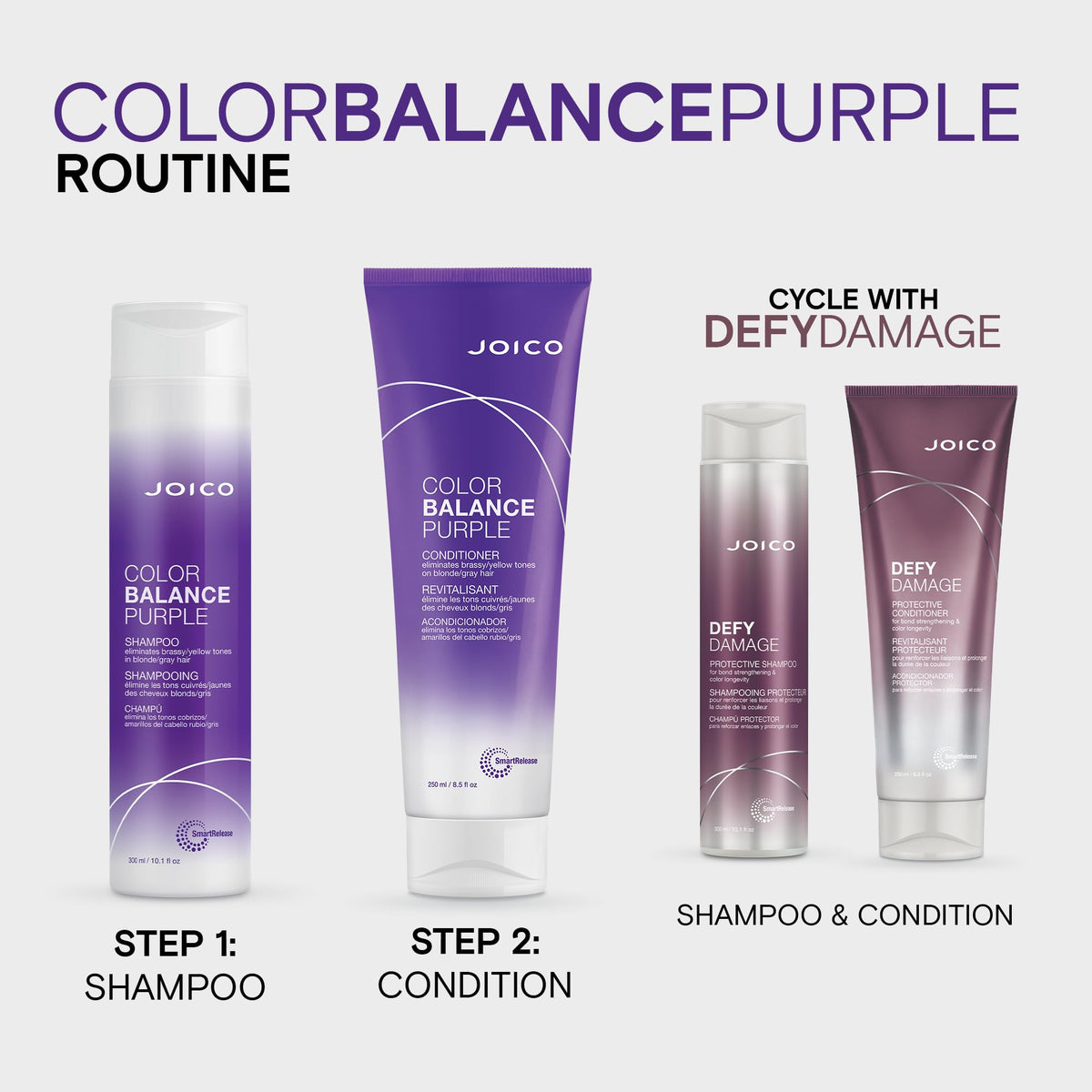 Joico shampoo staged on bathroom shelf conveying salon-quality care