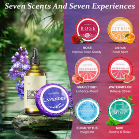 JoJowell seven scents layout showing variety and mood options