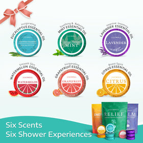 JoJowell steamer placed near shower water flow releasing steam-scent benefit