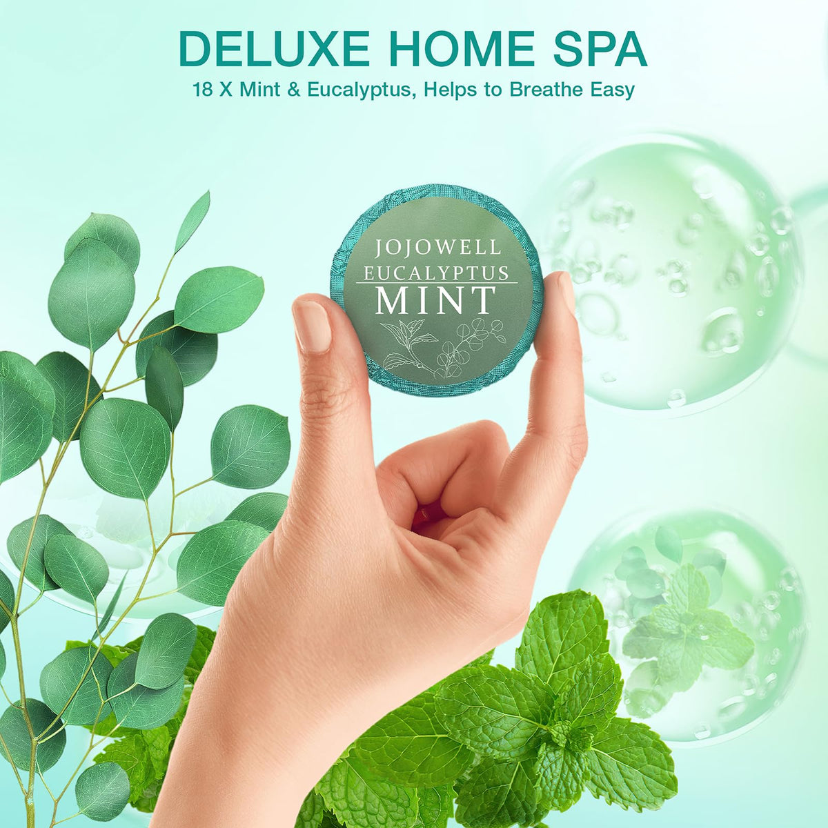 JoJowell single tablet placed in shower steam scene for aromatic shower benefit