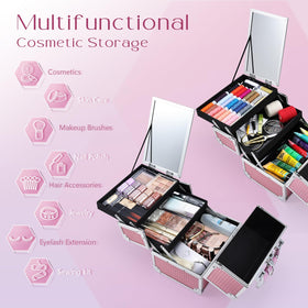 Joligrace open cantilever trays with mirror displaying easy access and organization
