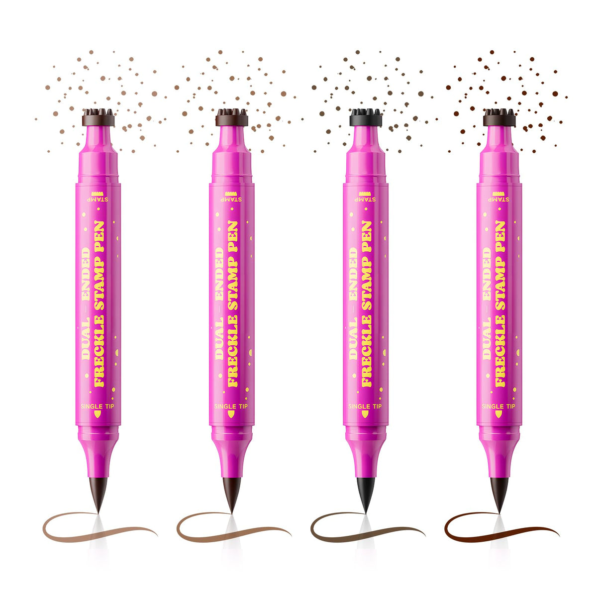 Jolilab freckle pen dual ends displayed to show stamp and precision tip versatility