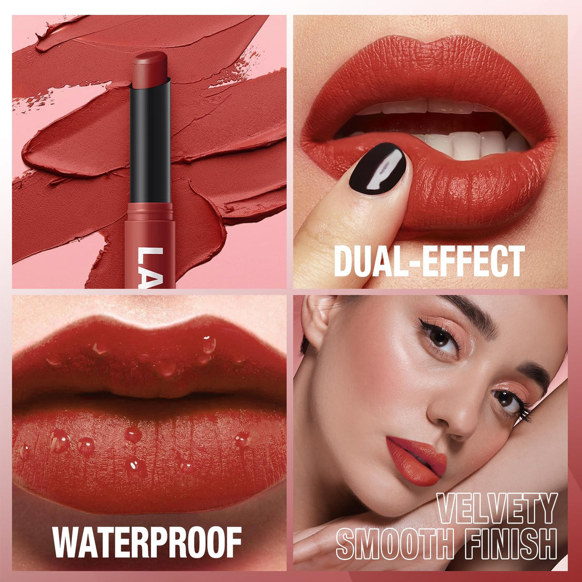 Jolilab lip application on model illustrating comfortable, long-wearing color