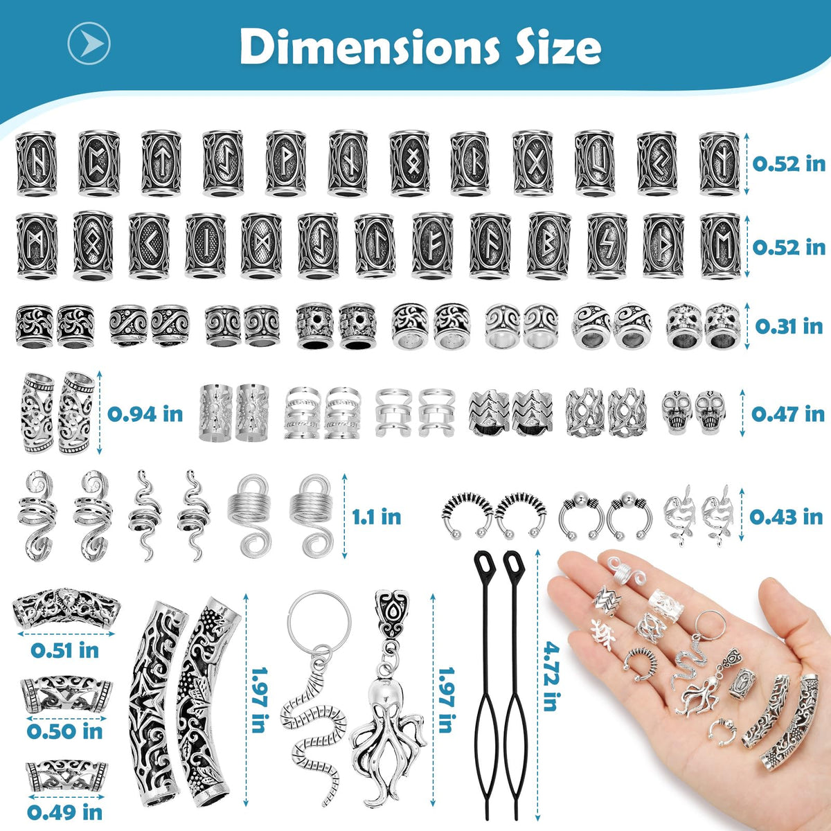 Jollidecor braiding tools and 100+ elastic bands displayed for easy bead application