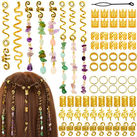 Jollidecor front packaging showing complete 80-piece hair jewelry set and components
