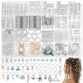 Jollidecor packed set of 323 silver hair jewelry showing variety and value