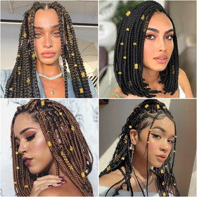 Jollidecor hair jewelry on braided hairstyle demonstrating finished look and elegance