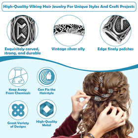 Jollidecor close-up of tubular Norse rune beads highlighting smooth interiors for hair protection