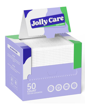 Jolly Care front packaging showing 50-count compact pack and product benefits