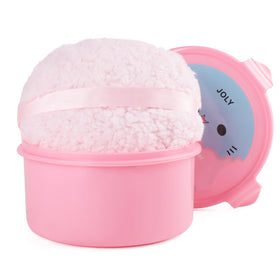JOLY powder puff front packaging shows pink puff and container for neat storage