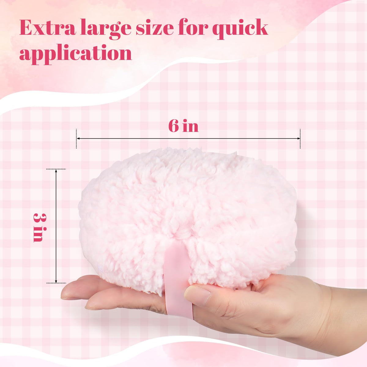 JOLY powder puff held in hand for scale and quick, large-area coverage