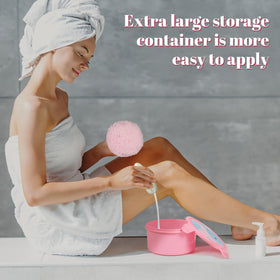 JOLY puff and case in travel toiletry layout for tidy on-the-go touch-ups