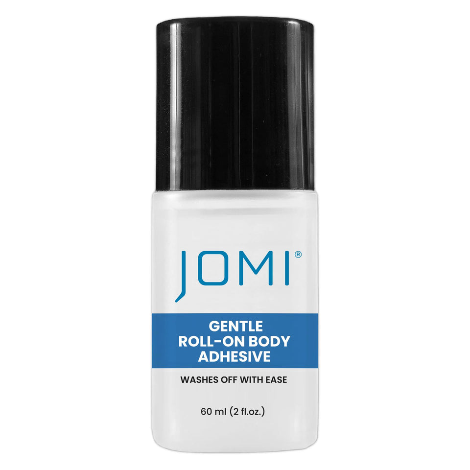 JOMI COMPRESSION front packaging showing 2oz roll-on adhesive benefit secure hold