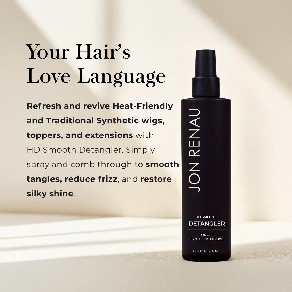 Jon Renau label close-up highlighting ingredients and usage information benefit