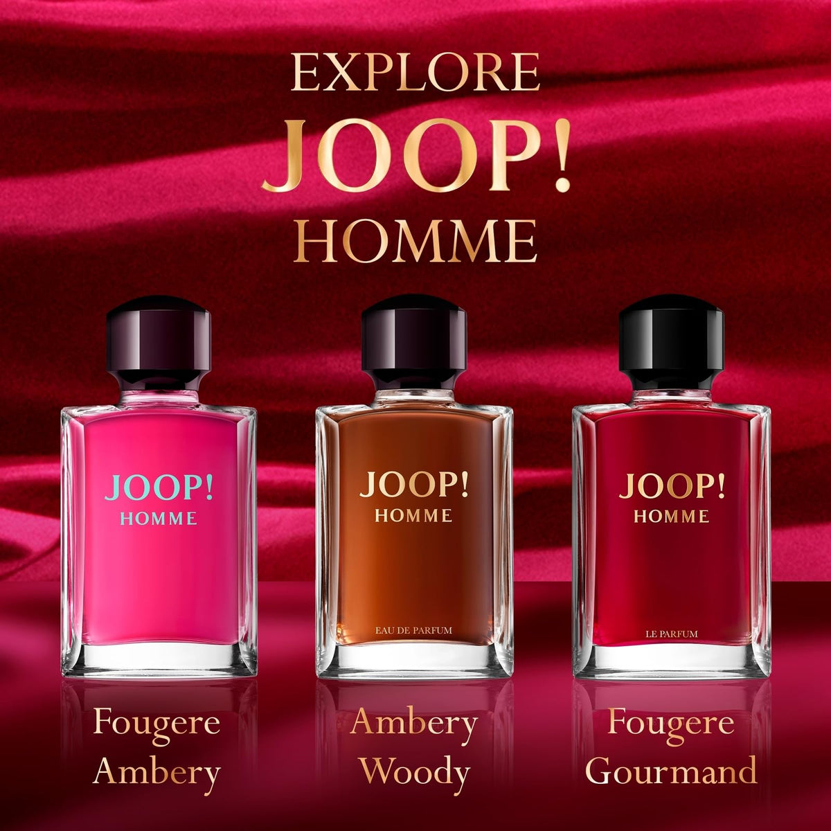 Joop! label and glass texture close-up emphasizing premium finish
