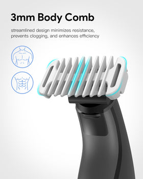 Jorvex comb attached to Oblade shaver demonstrating secure, stable fit
