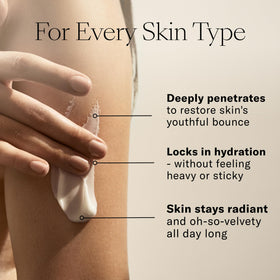 Josie Maran being applied to forearm showing immediate softening and non-greasy finish