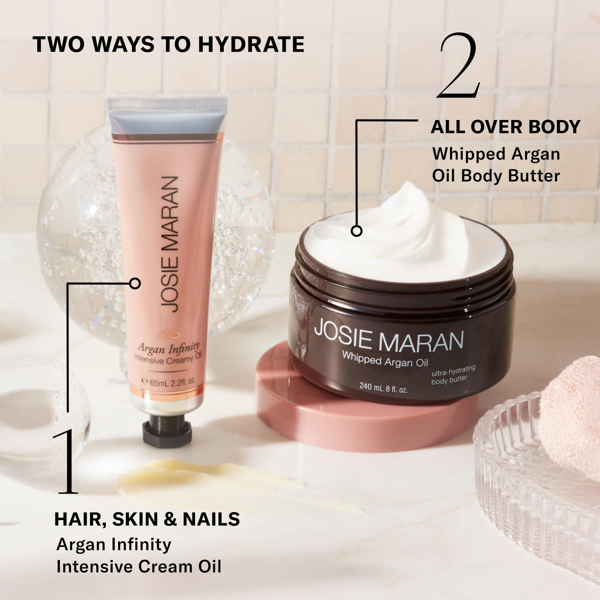 Josie Maran label close-up showing ingredient list and clean formulation transparency benefits