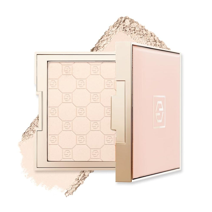 Jouer compact front view showing matte pressed powder and sleek packaging benefit: portable finish