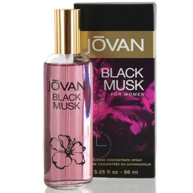 Jovan black must front bottle showing sleek design and bold fragrance presence