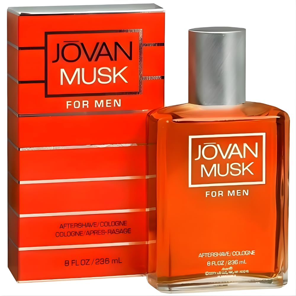 Jovan Musk front bottle view showing branding and generous 8 fl oz size for lasting use