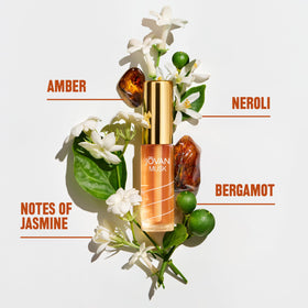 Jovan perfume oil droplet on skin showing smooth texture and long-lasting wear
