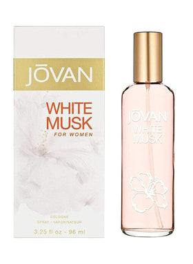 Jovan White Musk front bottle showing brand and elegant design for easy recognition