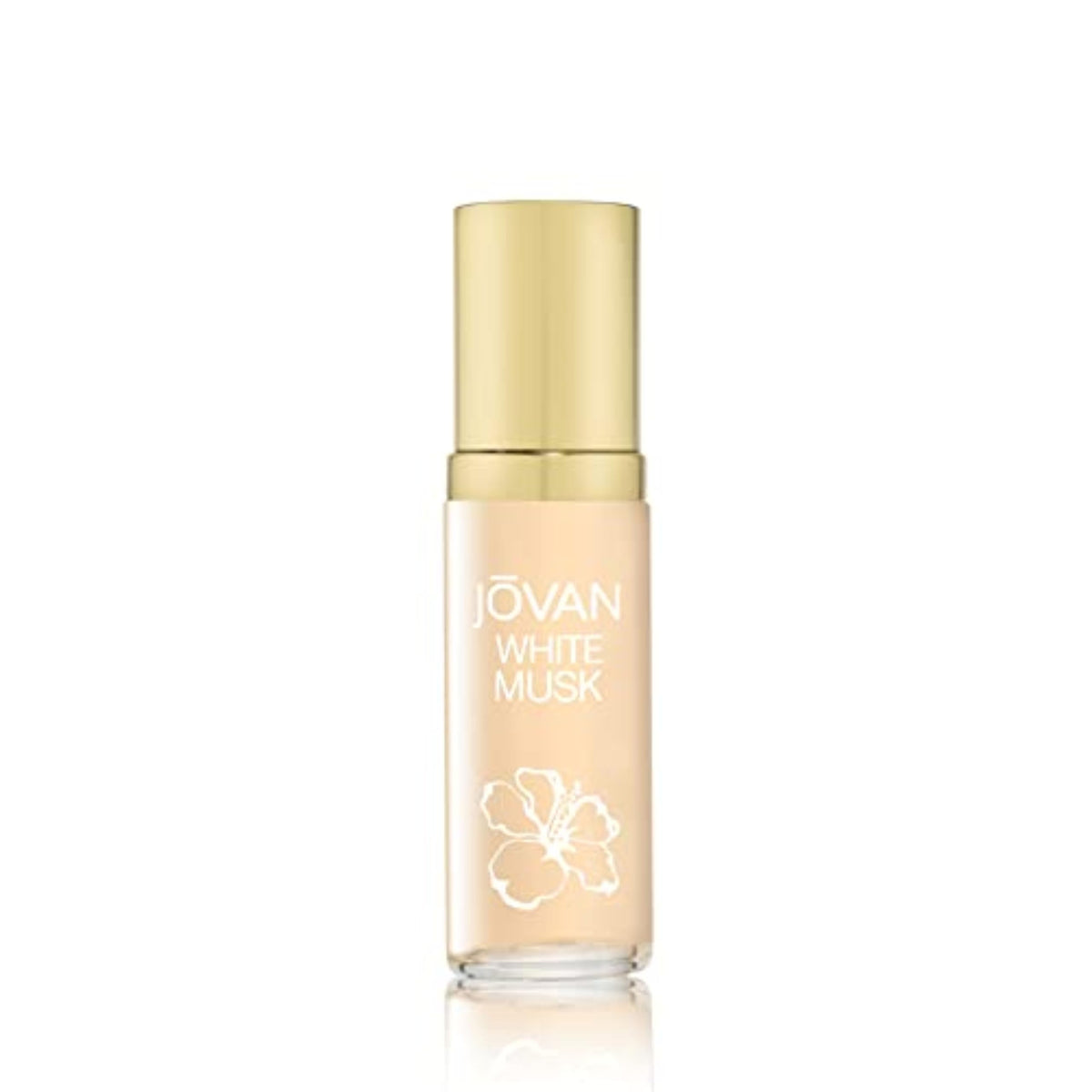 Jovan bottle front view showing pale rose glass and label for gifting benefit