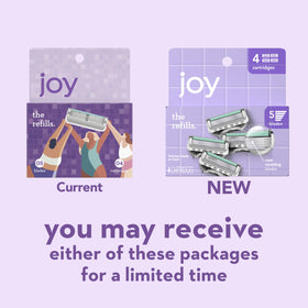 JOY razor cartridges on bathroom counter for convenient routine