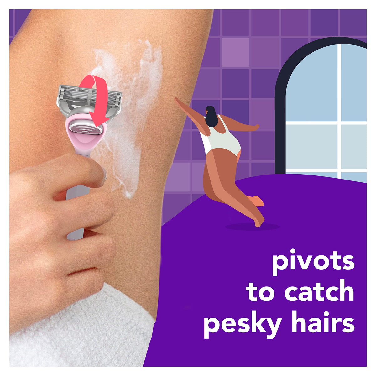 JOY lifestyle bathroom vanity shot conveying gentle lavender-scented comfort