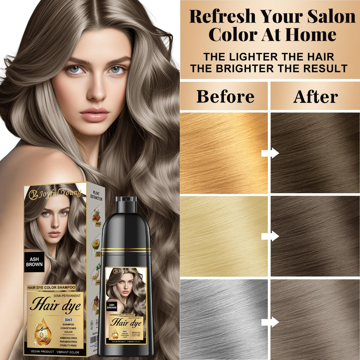 Joyful Young pump dispensing creamy shampoo for easy application