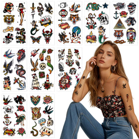JoyfulGlam front packaging showing 10 tattoo sheets and colorful vintage designs