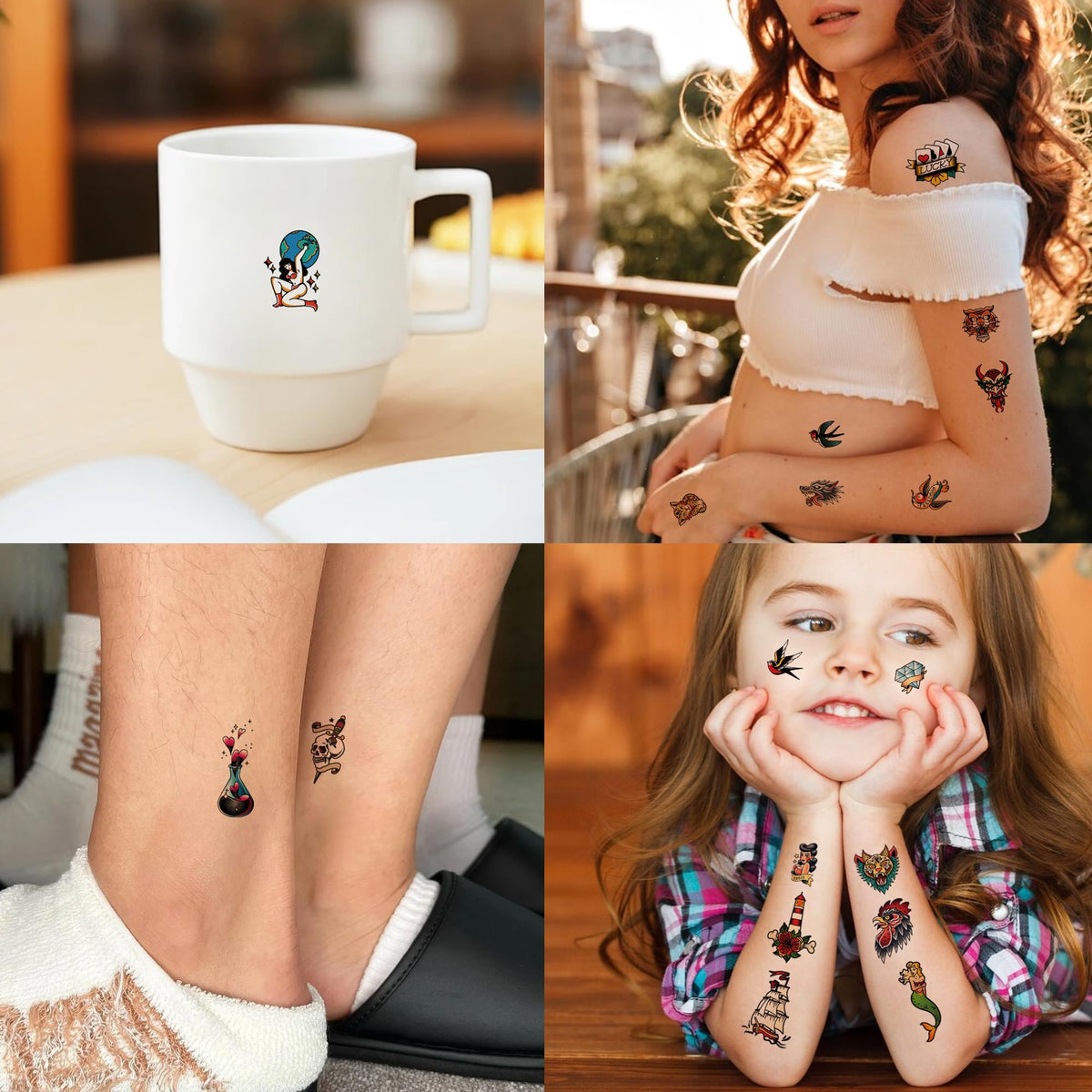 JoyfulGlam snake and skull tattoos side-by-side showing bold contrast and realism