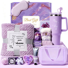 Joyvella front packaging showing complete lavender gift set and elegant presentation benefits