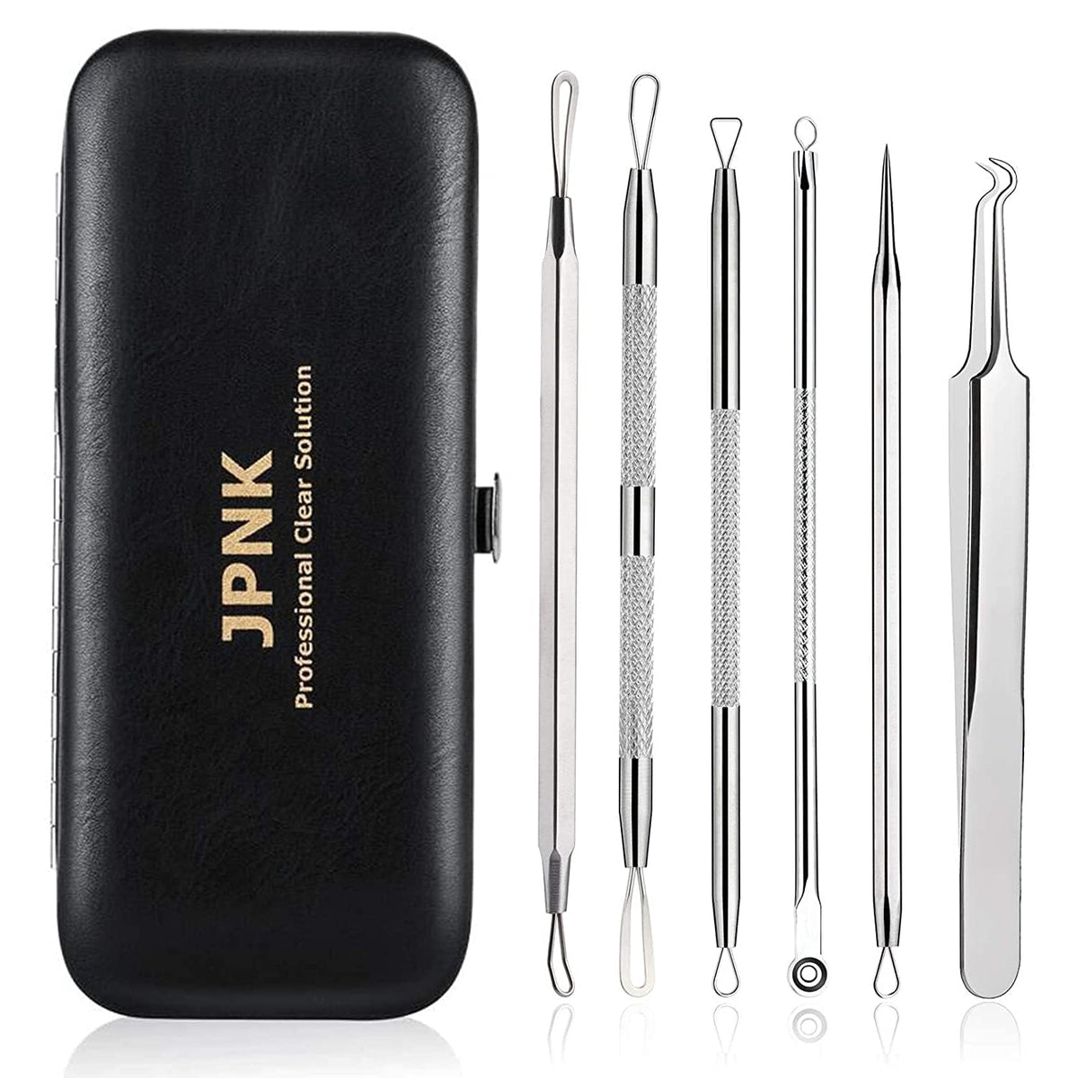 JPNK front view of seven-piece extractor kit showing organized tools and pouch, promotes neat storage