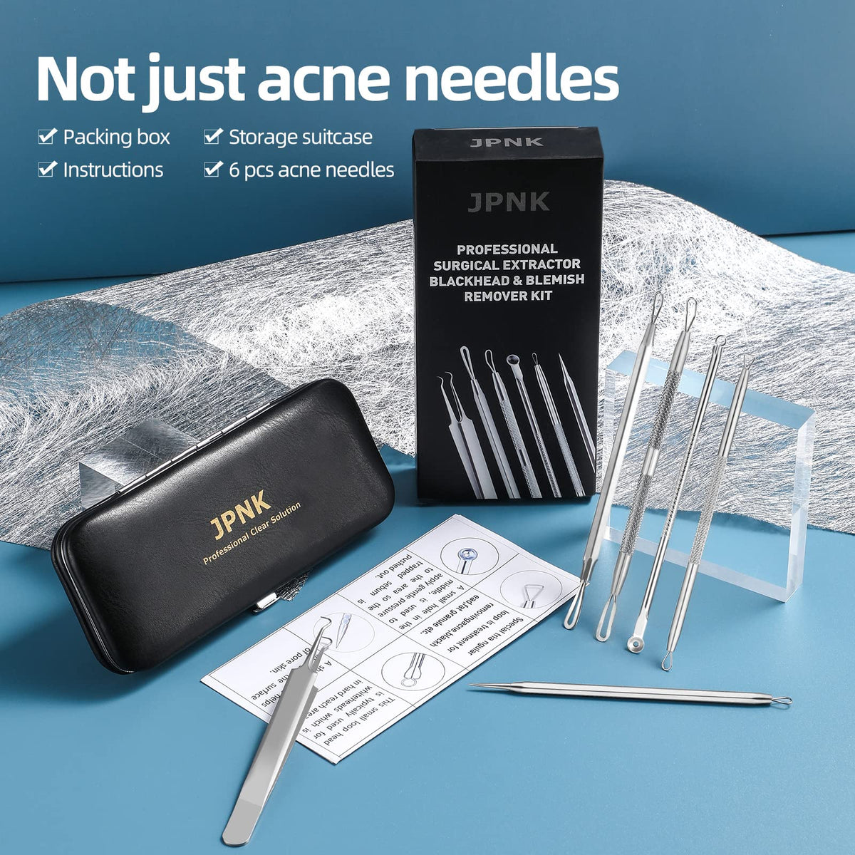 JPNK comedone extractor gently used on nose to remove blackheads with reduced irritation