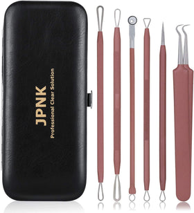 JPNK front view of six-piece kit in pink leather case showing portability and organization
