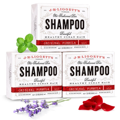J·R·LIGGETT'S shampoo bar front packaging showing brand and benefits