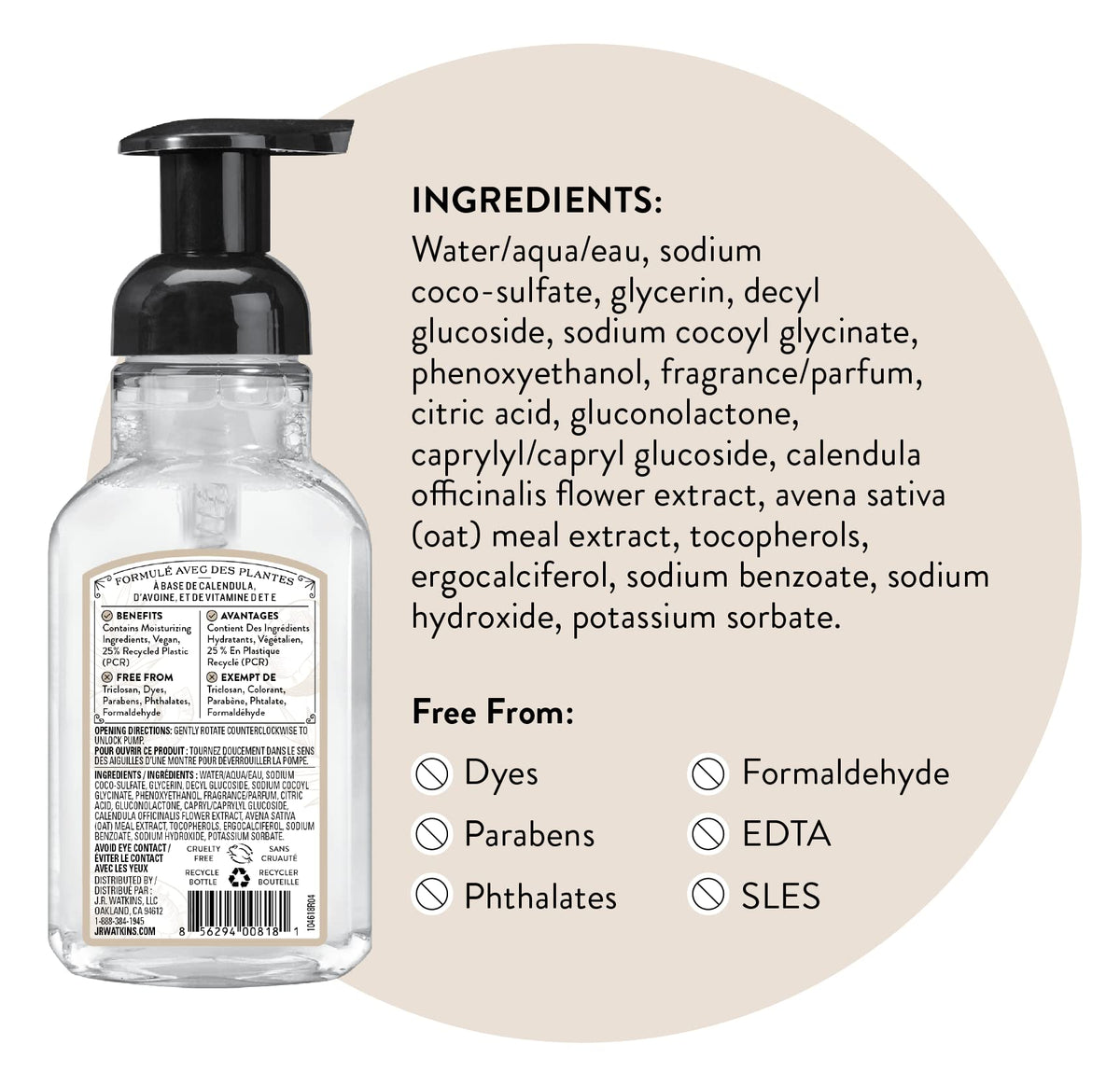 J.R. Watkins bottle on a kitchen counter, showing everyday use and pleasant scent benefit