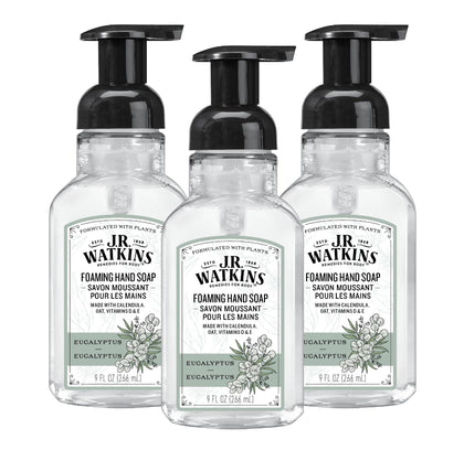 J.R. Watkins front packaging showing eucalyptus scent and pump — fresh cleansing