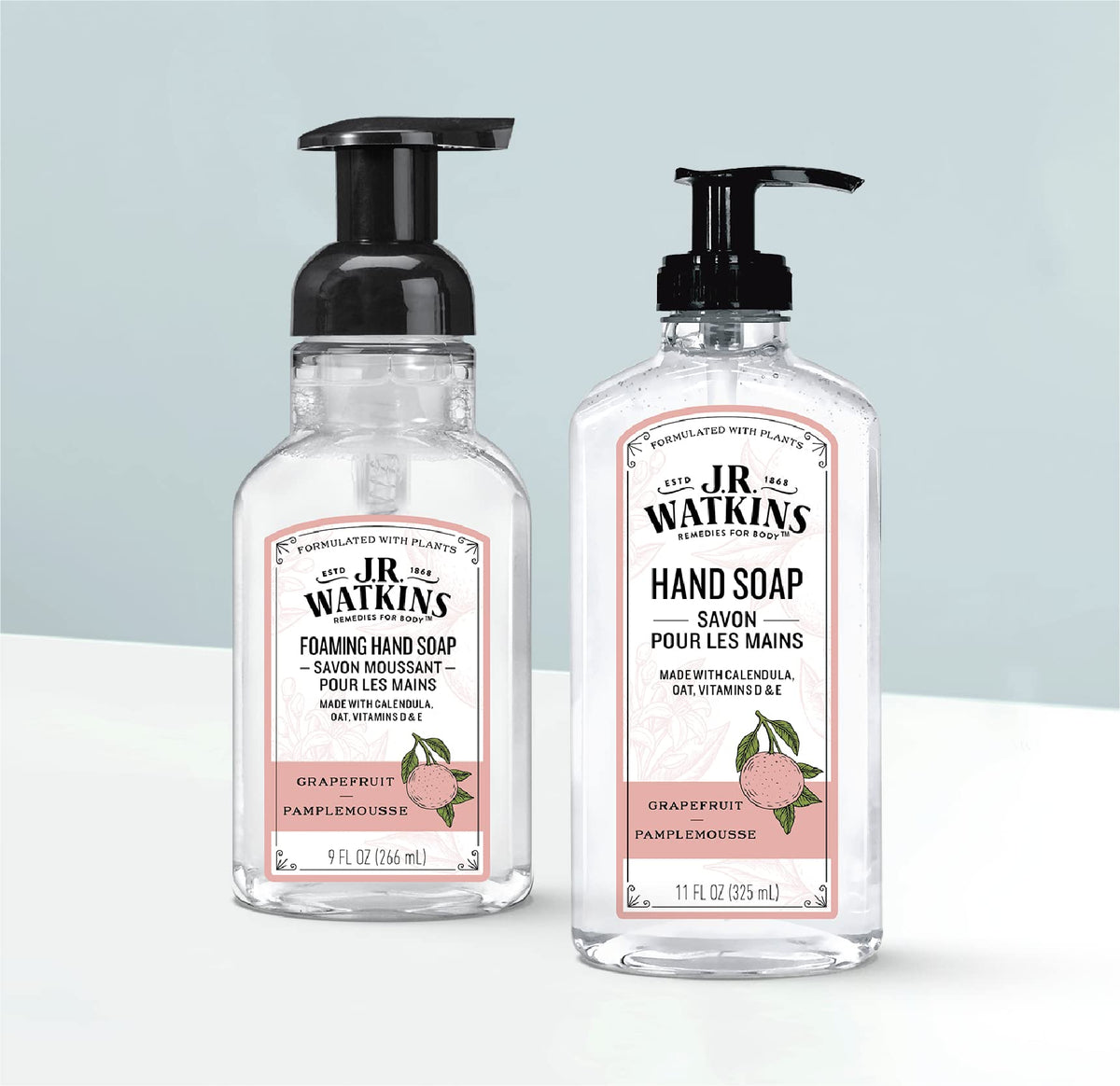 J.R. Watkins foam texture in hand highlighting gentle cleansing and hydration
