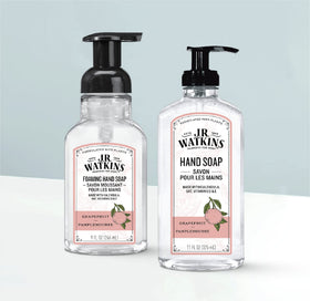 J.R. Watkins foam texture in hand highlighting gentle cleansing and hydration