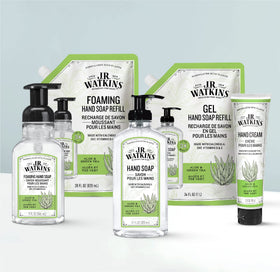 J.R. Watkins foam texture on hand demonstrating gentle cleansing benefit