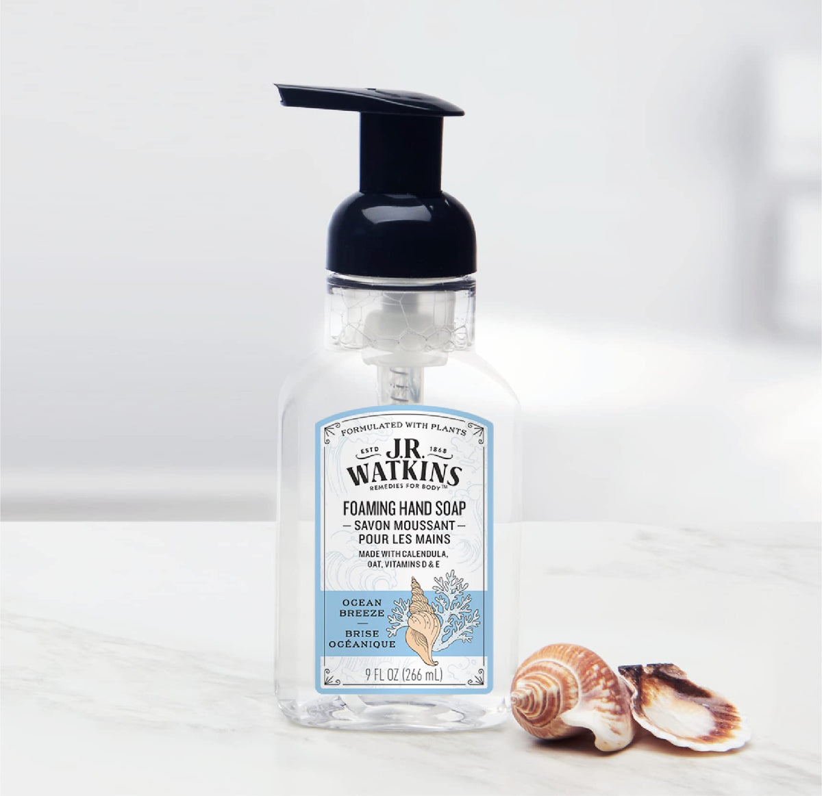 J.R. Watkins label ingredients close-up highlighting plant-based, alcohol-free benefit