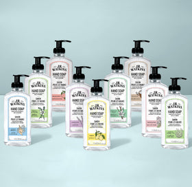J.R. Watkins bottle by kitchen sink, fresh scent and everyday use