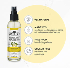 J.R. Watkins back label close-up displaying ingredients and gentle formulation benefit