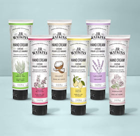 J.R. Watkins tube on bathroom counter suggesting daily routine and fresh scent