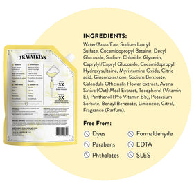 J.R. Watkins refill pouch on kitchen counter conveying fresh lemon scent